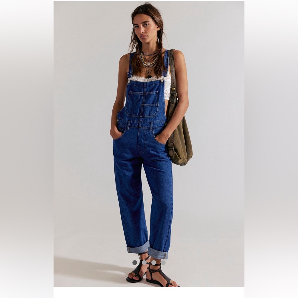 Free People We The Free Ziggy Denim Overalls-Sapphire Blue-XS-NWT
